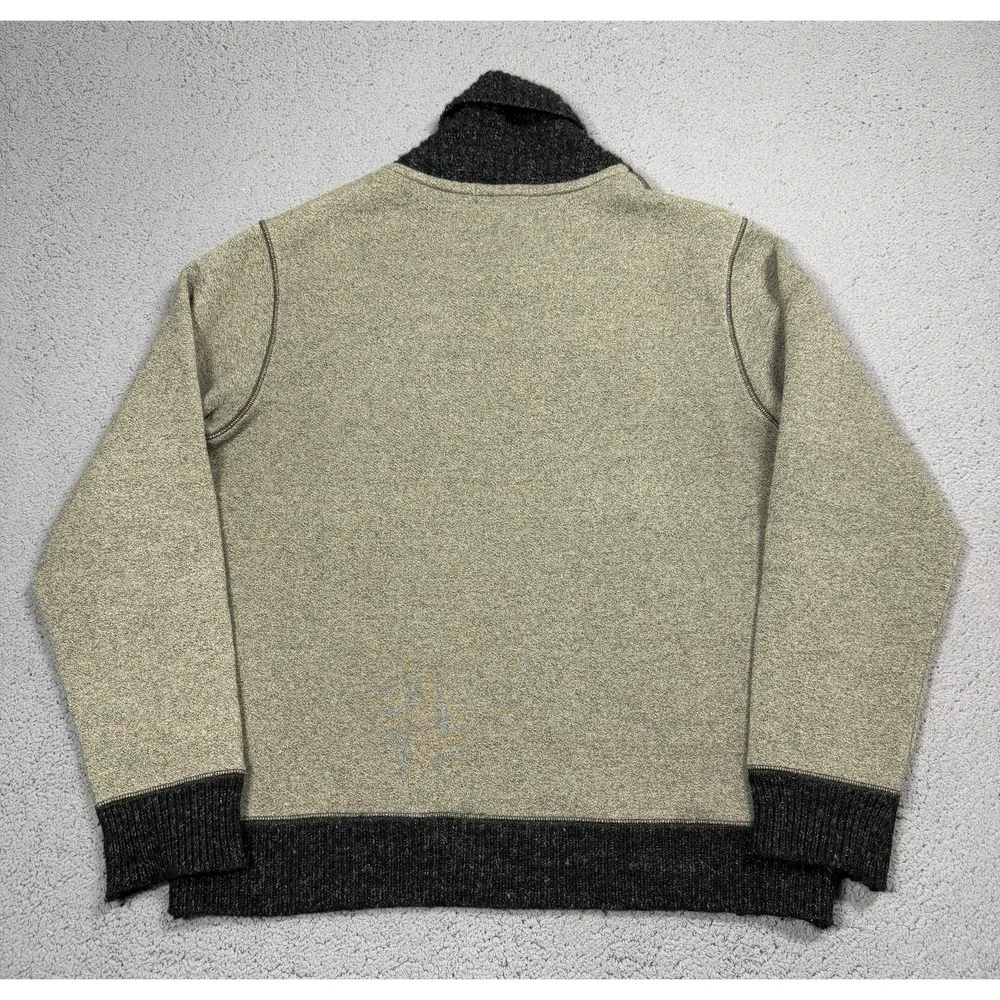 RRL Ralph Lauren Sweater Mens XL Gray Heavyweight Shawl Button Mock Neck Knit